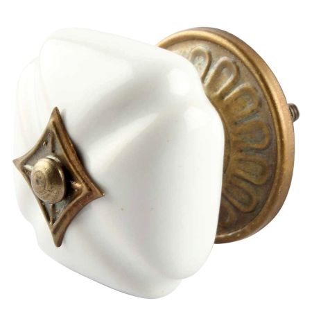 White Square Ceramic Dresser Knob